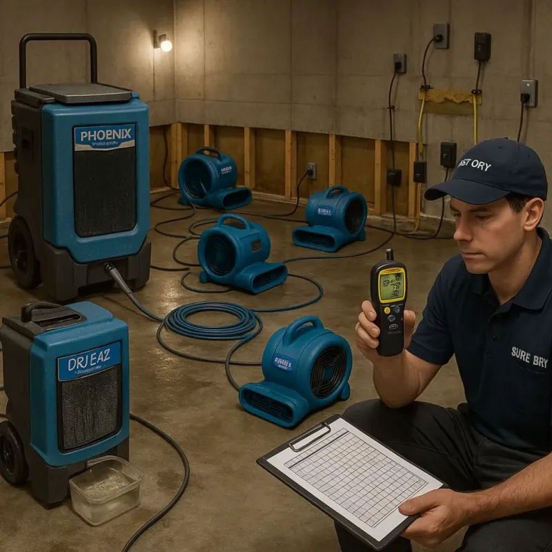 Structural Drying and Dehumidification process in Ellis County, TX